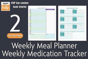 planejador de refeições semanal, rastreador de medicação semanal vetor