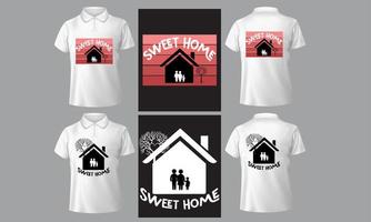 Sweet Home T-shart para homem e mulher T-shirt clássico de algodão. vetor