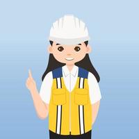 arquiteto, técnico e construtores e engenheiros e mecânicos e trabalhadores da construção civil trabalho em equipe, personagem de desenho animado de ilustração vetorial. engenheiro com capacete de segurança branco no canteiro de obras. vetor