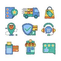 conjunto de ícones de aplicativos de comércio eletrônico vetor
