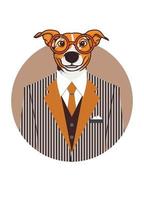 cão empreendedor nerd, logotipo da empresa, gerente, design vetorial, ilustração, retratos vetor