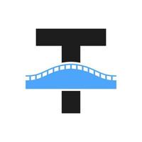 logotipo da ponte letra t para modelo de vetor de negócios de transporte, jornada e construção
