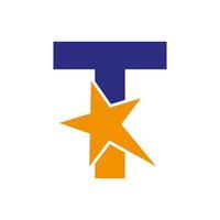 modelo de vetor de logotipo de estrela de letra t. símbolo de estrela mínima