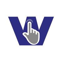 letra w dedo clique no conceito de modelo de vetor de logotipo para símbolo de tecnologia