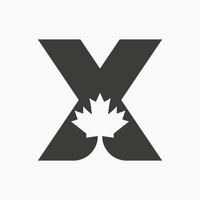 logotipo de bordo vermelho canadense na letra x símbolo vetorial. conceito de folha de bordo para a identidade da empresa canadense vetor