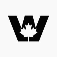 logotipo do bordo vermelho canadense na letra w símbolo vetorial. conceito de folha de bordo para a identidade da empresa canadense vetor