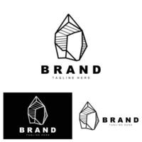 logotipo de pedra, design de pedra de linha de gemas, diamante, cristal, simples e elegante, vetor de marca de produto, ícone de pedra natural