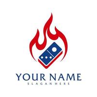 modelo de vetor de logotipo de dominó de fogo, conceitos criativos de design de logotipo de dominó