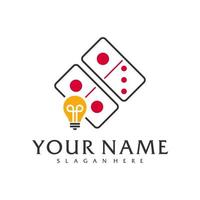 modelo de vetor de logotipo de dominó de lâmpada, conceitos criativos de design de logotipo de dominó