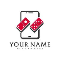 modelo de vetor de logotipo de dominó de telefone, conceitos criativos de design de logotipo de dominó