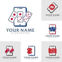 conjunto de modelo de vetor de logotipo de dominó de telefone, conceitos criativos de design de logotipo de dominó