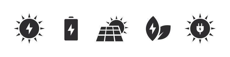 energia solar. conjunto de ícones de energia verde. ícones de eletricidade. ilustração vetorial vetor