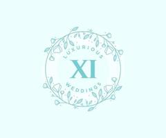 xi letras iniciais modelo de logotipos de monograma de casamento, modelos modernos minimalistas e florais desenhados à mão para cartões de convite, salve a data, identidade elegante. vetor