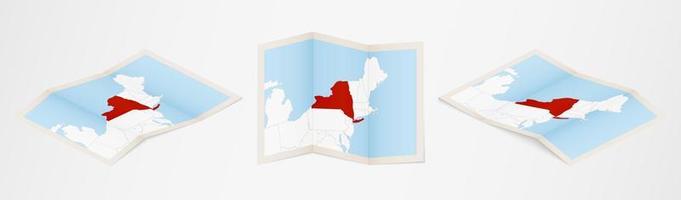 mapa dobrado de nova york em três versões diferentes. vetor