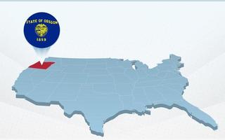 mapa do estado de oregon no mapa dos estados unidos da américa em perspectiva. vetor