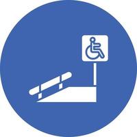 ícone de fundo do círculo de glifo de rampa de cadeira de rodas vetor