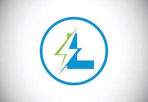 design inicial do logotipo da letra l com raio de trovão de iluminação. vetor de logotipo de letra de parafuso elétrico