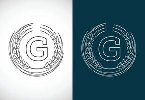 letra inicial g com coroa de trigo. conceito de design de logotipo de cultivo de trigo orgânico. logotipo da agricultura. vetor