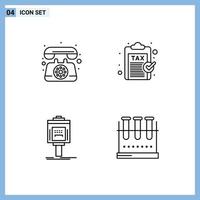 4 ícones criativos sinais modernos e símbolos de comunicação manobrista chamar serviço de dinheiro elementos de design de vetores editáveis