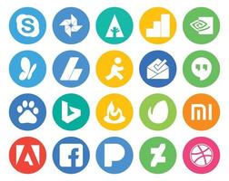 20 pacotes de ícones de mídia social, incluindo adobe envato ads feedburner baidu vetor