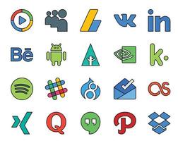 20 pacotes de ícones de mídia social, incluindo lastfm drupal android chat spotify vetor