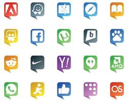 20 logotipo de estilo de bolha de fala de mídia social como whatsapp hangouts utorrent search nike vetor