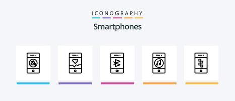 pacote de ícones da linha 5 para smartphones, incluindo webcam. Smartphone. mensagem. comunicações. esporte. design de ícones criativos vetor