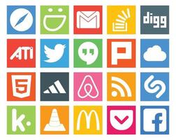 20 pacotes de ícones de mídia social, incluindo html plurk stock hangouts twitter vetor