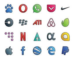20 pacotes de ícones de mídia social, incluindo apple app net blackberry forrst coderwall vetor