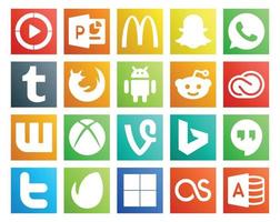 20 pacotes de ícones de mídia social, incluindo bing xbox browser wattpad cc vetor