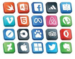 Pacote de 20 ícones de mídia social, incluindo baidu car meta uber safari vetor