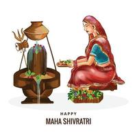 fundo de cartão de festival tradicional de maha shivratri feliz vetor