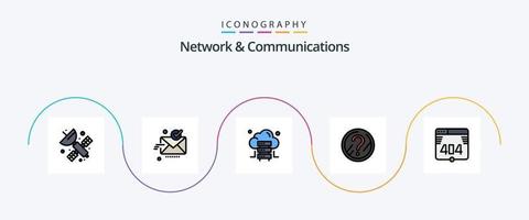 rede e linha de comunicação preenchida com 5 ícones planos, incluindo erro. solução. Boa. problema. pergunta vetor