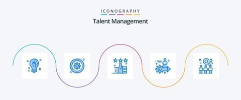 pacote de ícones azul 5 de gerenciamento de talentos, incluindo seta. configuração. roda. Estrela. tumbs vetor