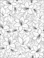 ilustração de desenho vetorial, isolada no branco. padrão floral monocromático desenhado à mão. esboce a ilustração com flores de lírio. design de flores para cartão ou impressão, flores de lírio pintadas à mão vetor