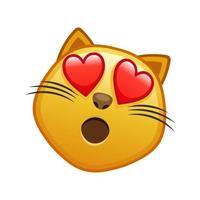 gato com corações nos olhos tamanho grande de rosto emoji amarelo vetor