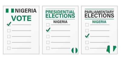 maquete de cédula de votação para eleições na nigéria para eleições presidenciais e parlamentares vetor