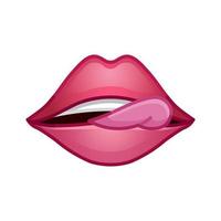 lábios vermelhos femininos com ícone de tamanho grande de língua para sorriso emoji vetor