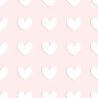 coração branco com sombra no fundo pastel rosa, padrão vector background.seamless