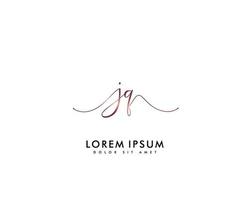 letra inicial jq logotipo feminino monograma de beleza e design de logotipo elegante, logotipo de caligrafia da assinatura inicial, casamento, moda, floral e botânico com modelo criativo vetor