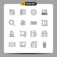 16 ícones criativos, sinais modernos e símbolos do dia do amor, zoom logístico, mouse, elementos de design vetoriais editáveis vetor