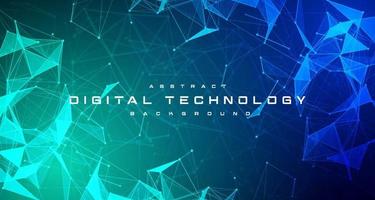 conceito de fundo verde azul de banner de tecnologia digital, efeito de luz de tecnologia cibernética, tecnologia abstrata, dados futuros de inovação, rede de internet, ai big data, conexão de pontos de linhas, ilustração vetorial vetor