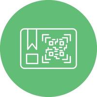 ícone de plano de fundo do círculo de linha de código qr do pacote vetor