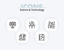 design de ícones do pacote de 5 ícones de linha de ciência e tecnologia. microbiologia. química. ecografia. pesquisa genética. Engenharia genética vetor