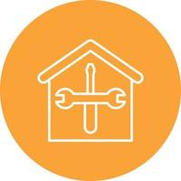 ícone de fundo de círculo de linha de renovação de casa vetor