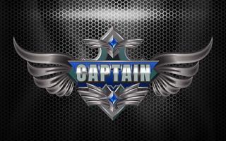 efeito de texto 3d do logotipo da equipe esport do capitão com emblema alado