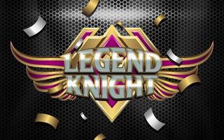 Legend Knight Esport Team Logo Efeito de texto 3D com emblema alado vetor