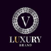 letra v design de logotipo de vetor de círculo inicial de luxo