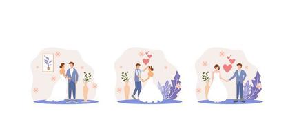 ilustração de design de casamento de pacote plano vetor