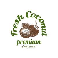 melhor logotipo vintage de coco fresco vetor